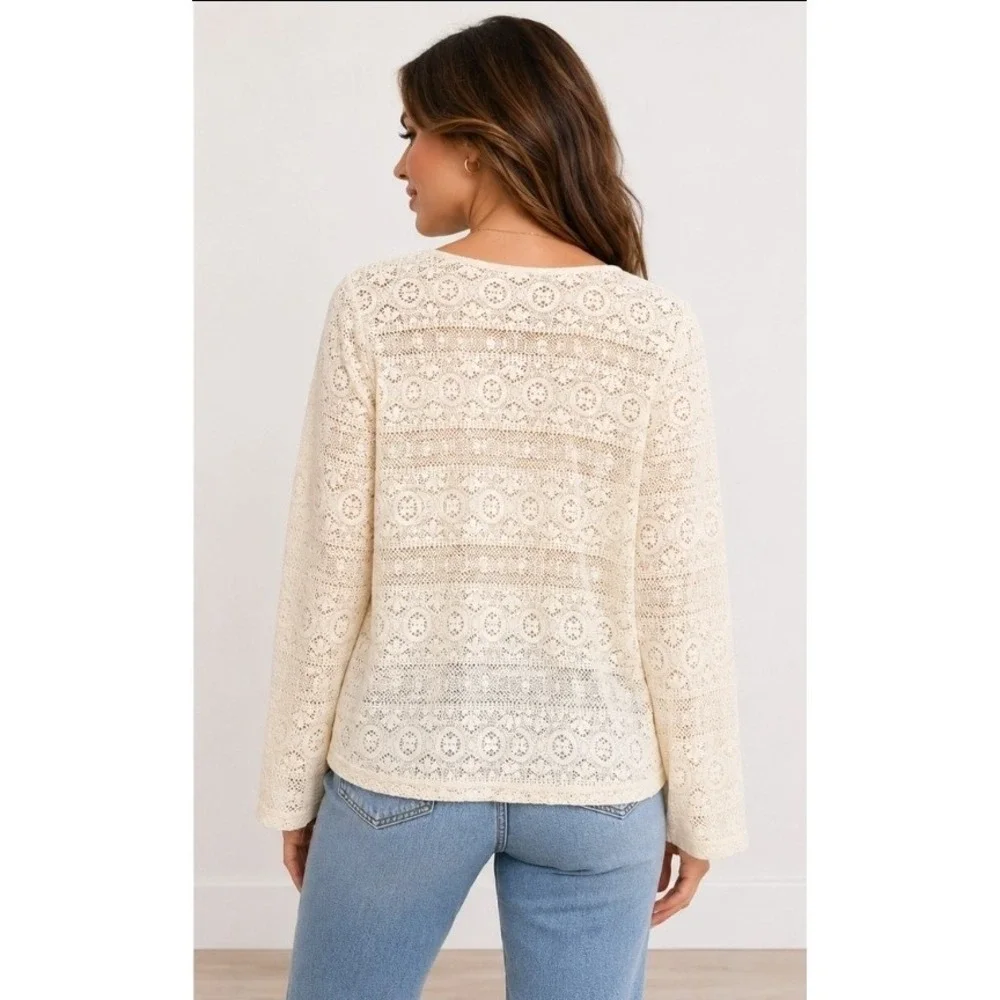 Anthropologie Maronie Cream Mesh Lace Size Medium New BoHo Minimalist D30